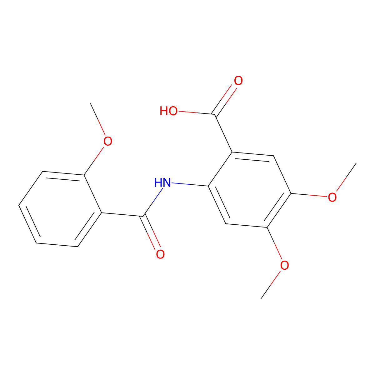 4,5-Dimethoxy-2-(2-methoxybenzamido)benzoic acid molecular structure, CAS 667410-50-6