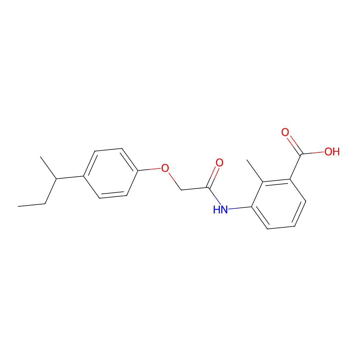 3-({[4-(Butan-2-yl)phenoxy]acetyl}amino)-2-methylbenzoic acid molecular structure, CAS 667410-57-3