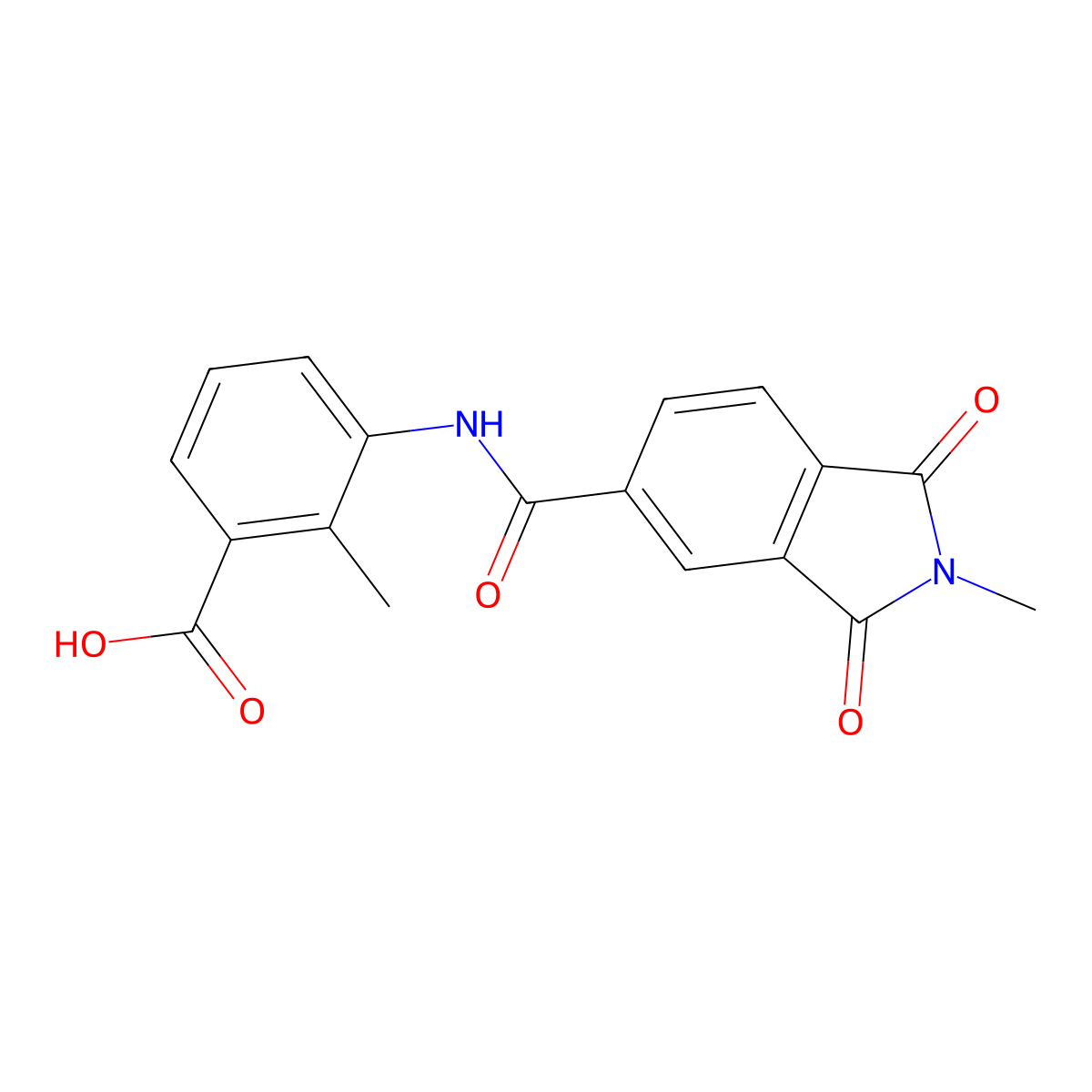 2-methyl-3-{[(2-methyl-1,3-dioxo-2,3-dihydro-1H-isoindol-5-yl)carbonyl]amino}benzoic acid molecular structure, CAS 667410-64-2