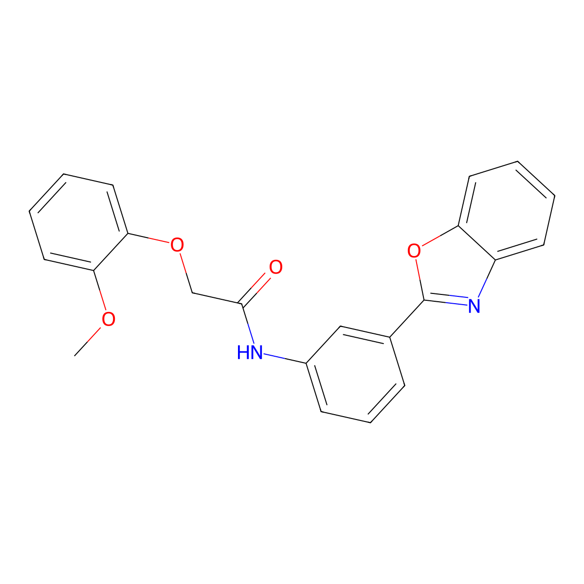 N-[3-(1,3-benzoxazol-2-yl)phenyl]-2-(2-methoxyphenoxy)acetamide molecular structure, CAS 667410-75-5