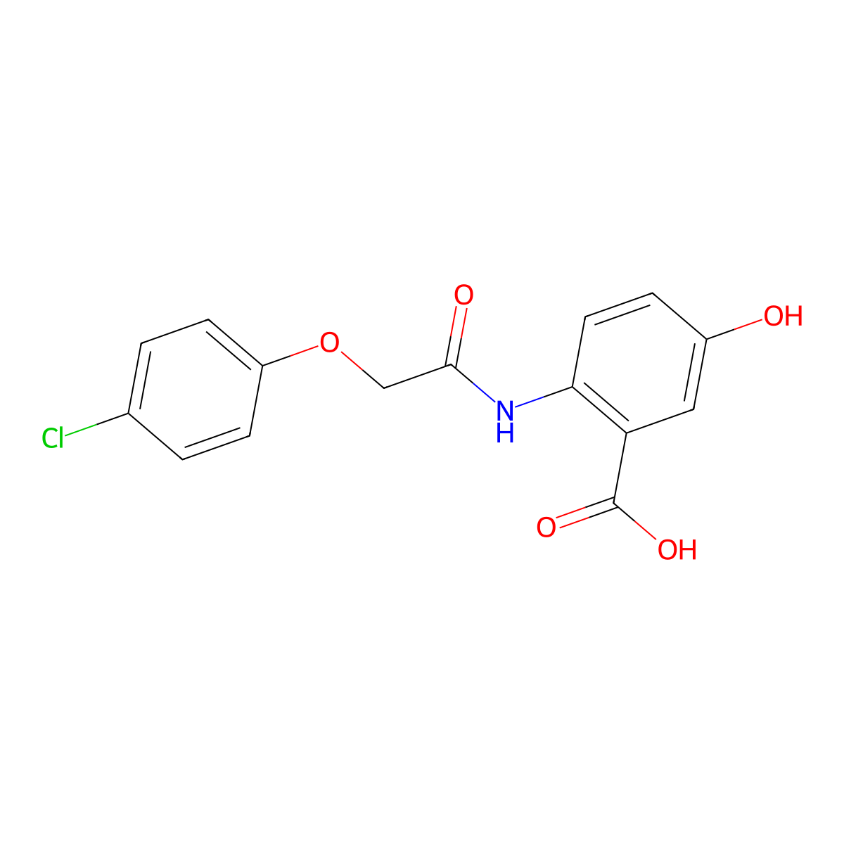 2-{[(4-Chlorophenoxy)acetyl]amino}-5-hydroxybenzoic acid molecular structure, CAS 667410-77-7