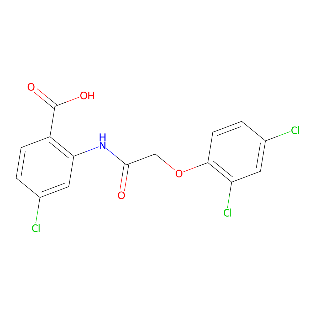 4-Chloro-2-{[(2,4-dichlorophenoxy)acetyl]amino}benzoic acid molecular structure, CAS 667410-81-3