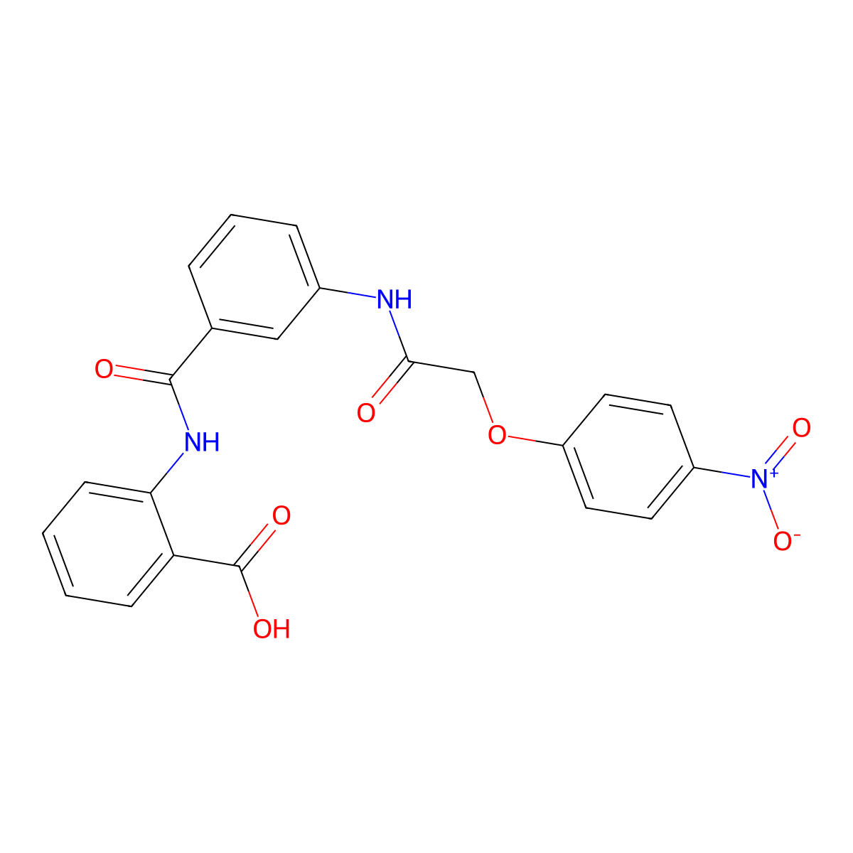 2-{[(3-{[(4-Nitrophenoxy)acetyl]amino}phenyl)carbonyl]amino}benzoic acid molecular structure, CAS 667410-85-7