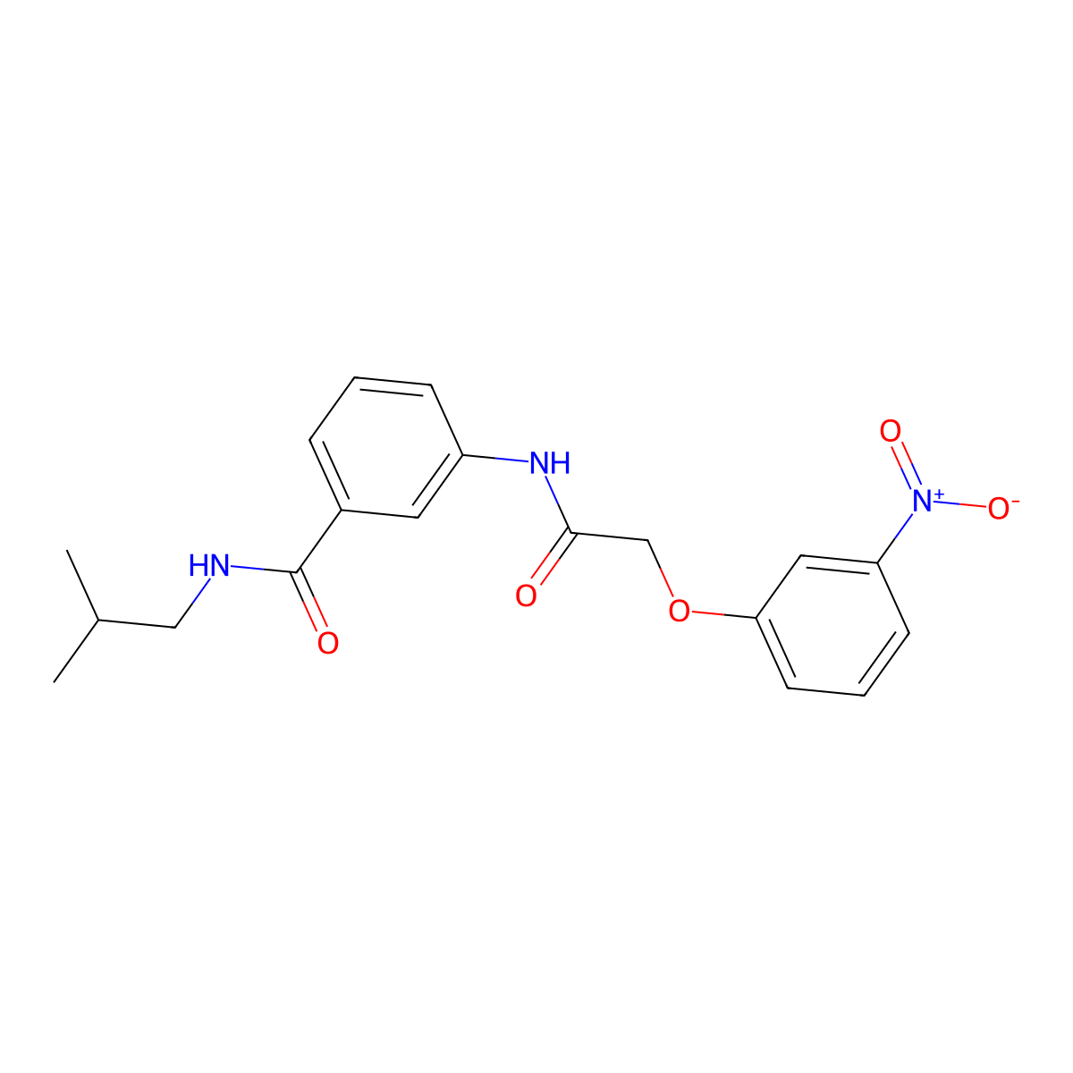 N-(2-methylpropyl)-3-[[2-(3-nitrophenoxy)acetyl]amino]benzamide molecular structure, CAS 667410-88-0