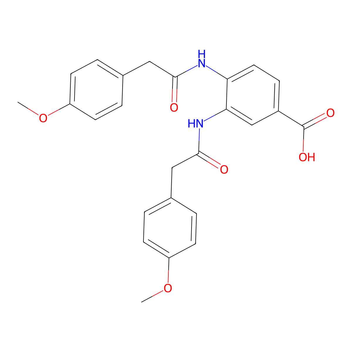 3,4-Bis{[(4-methoxyphenyl)acetyl]amino}benzoic acid molecular structure, CAS 667410-97-1