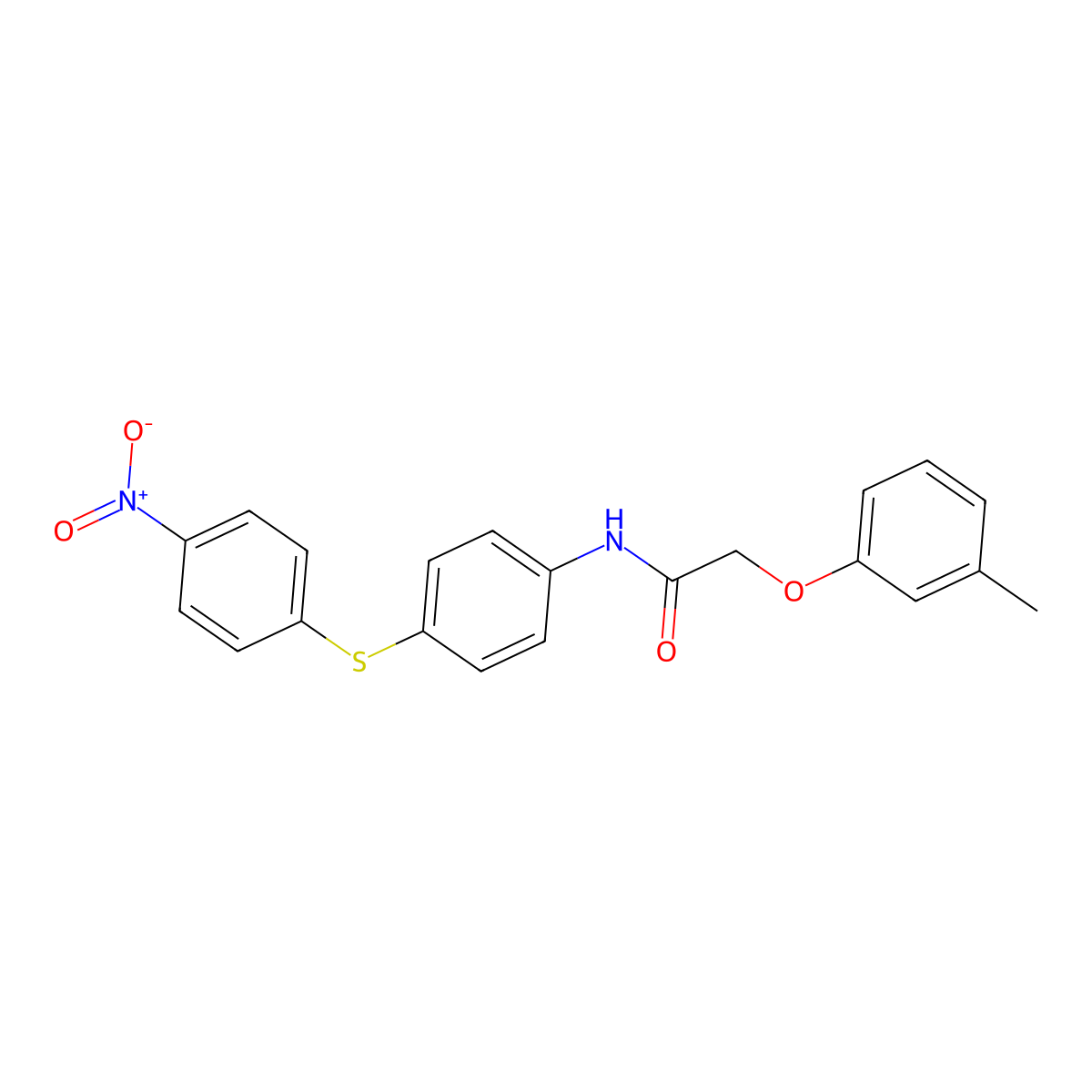 2-(3-methylphenoxy)-N-[4-(4-nitrophenyl)sulfanylphenyl]acetamide molecular structure, CAS 667411-02-1