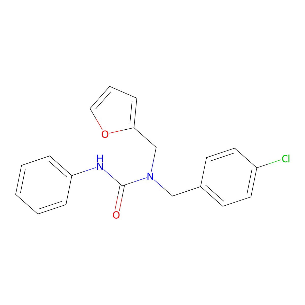 1-(4-Chlorobenzyl)-1-(furan-2-ylmethyl)-3-phenylurea molecular structure, CAS 667411-53-2