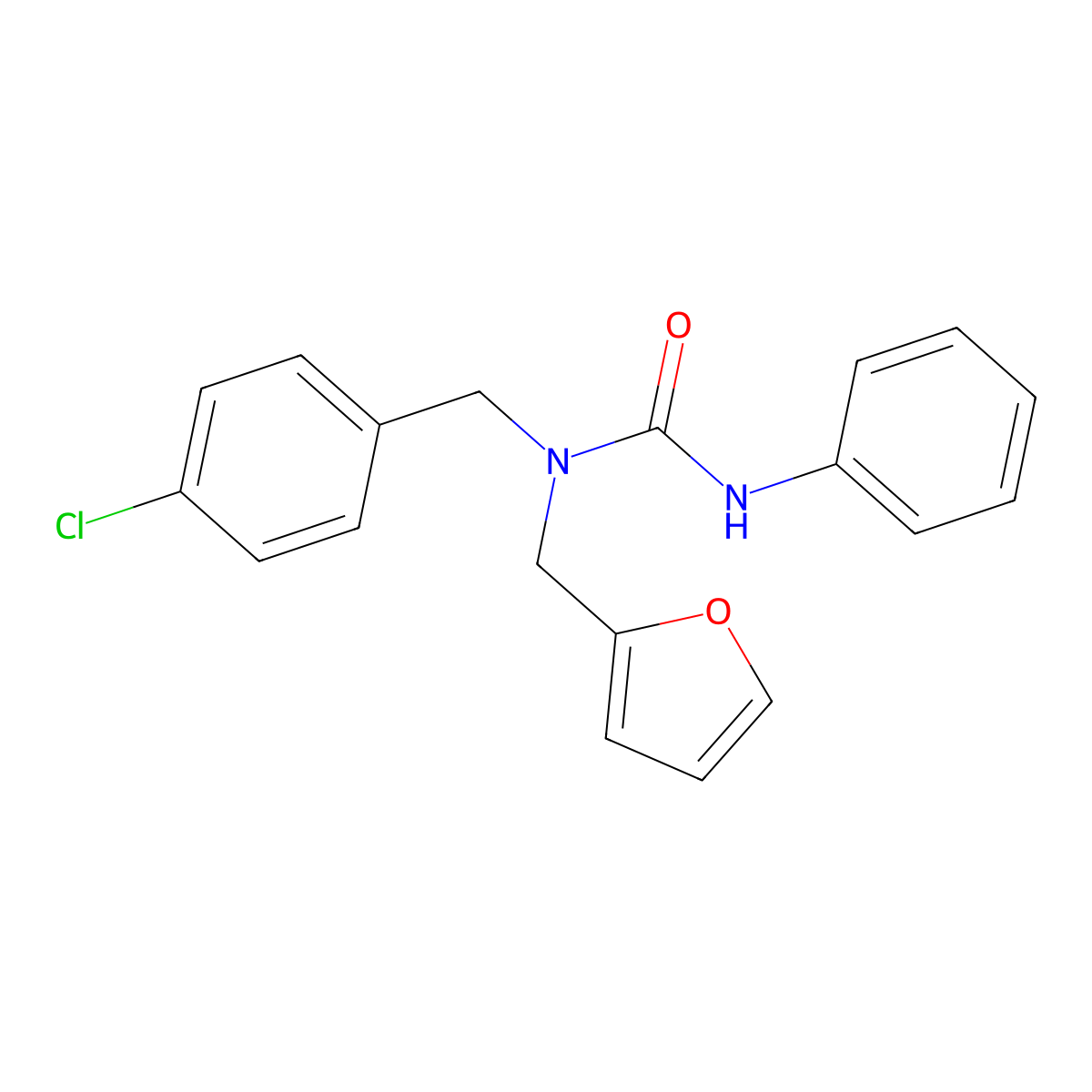 1-(4-Chlorobenzyl)-1-(furan-2-ylmethyl)-3-phenylurea molecular structure, CAS 667411-53-2