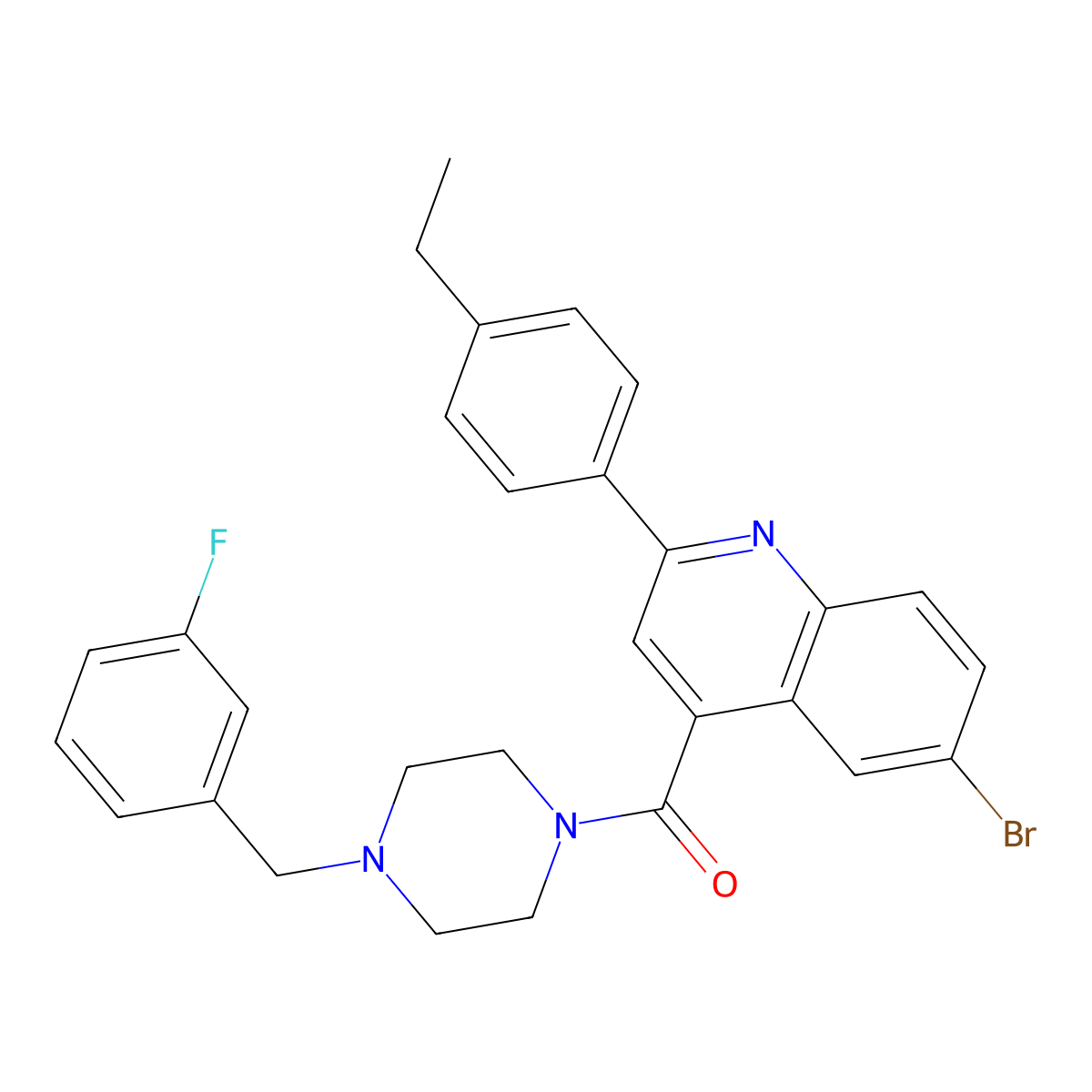 [6-Bromo-2-(4-ethylphenyl)quinolin-4-yl][4-(3-fluorobenzyl)piperazin-1-yl]methanone molecular structure, CAS 667412-48-8