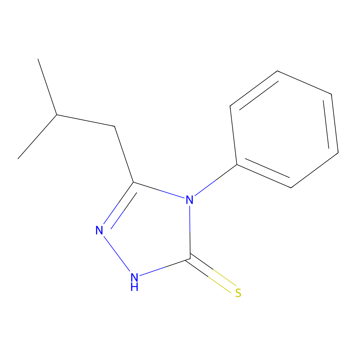 5-(2-methylpropyl)-4-phenyl-4H-1,2,4-triazole-3-thiol molecular structure, CAS 667412-51-3