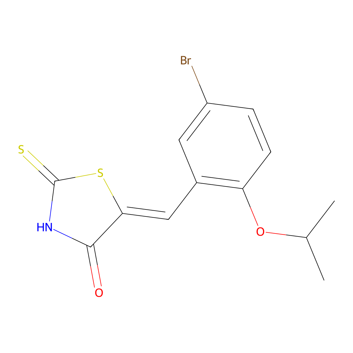 5-[(5-Bromo-2-propan-2-yloxyphenyl)methylidene]-2-sulfanylidene-1,3-thiazolidin-4-one molecular structure, CAS 667412-60-4