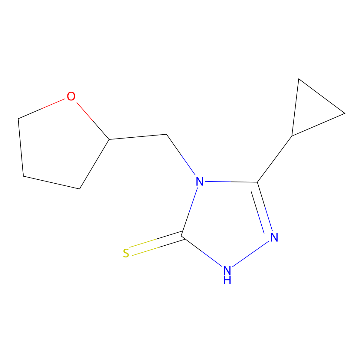 5-cyclopropyl-4-(tetrahydrofuran-2-ylmethyl)-4H-1,2,4-triazole-3-thiol molecular structure, CAS 667412-78-4