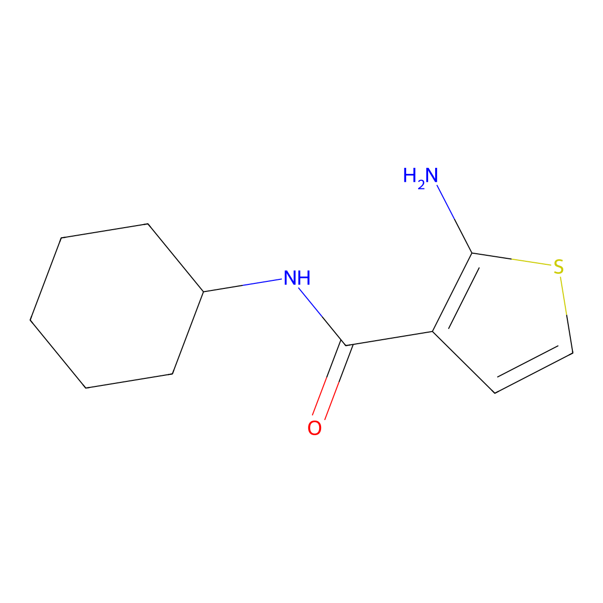 2-amino-N-cyclohexylthiophene-3-carboxamide molecular structure, CAS 667412-97-7