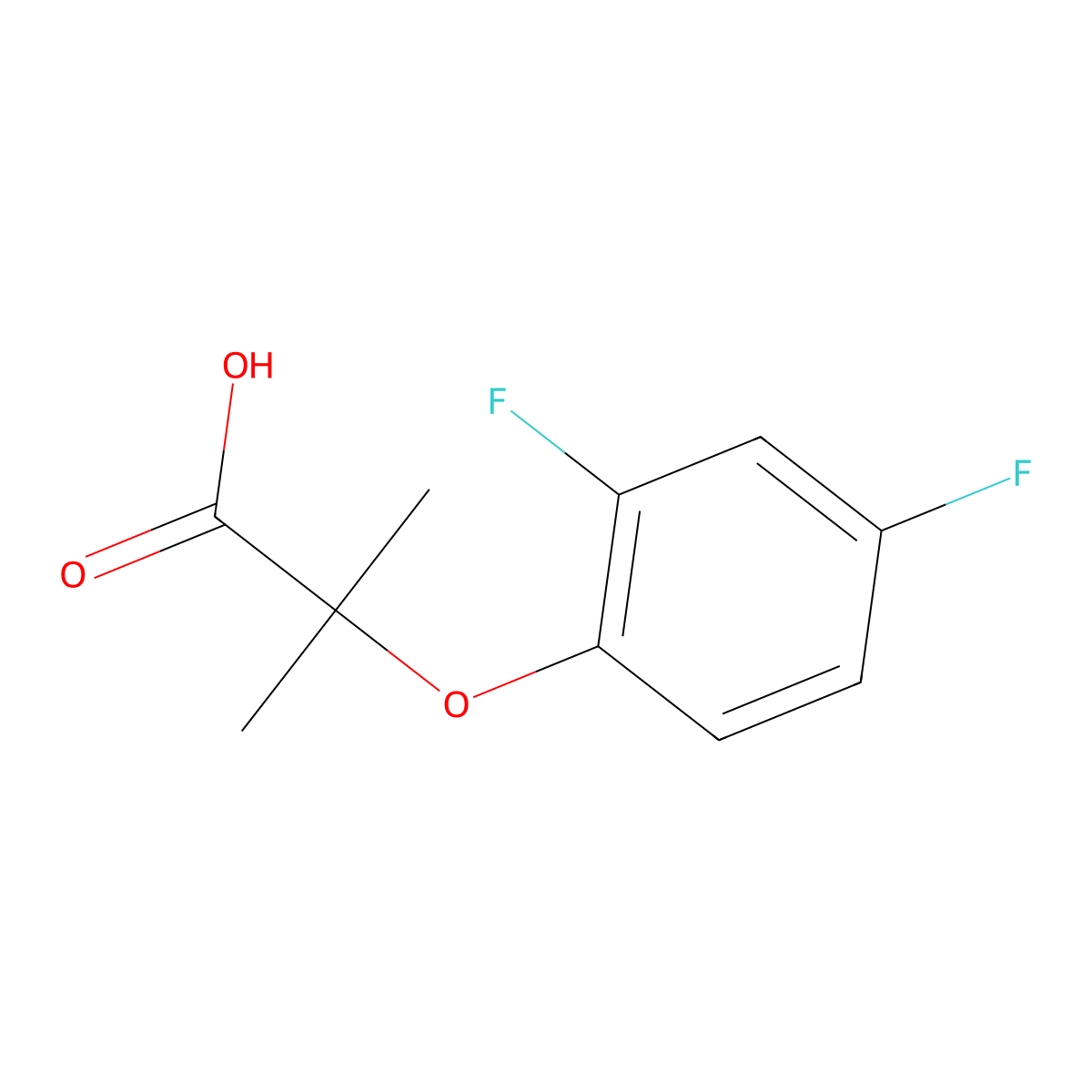 2-(2,4-Difluorophenoxy)-2-methylpropanoic acid molecular structure, CAS 667413-00-5