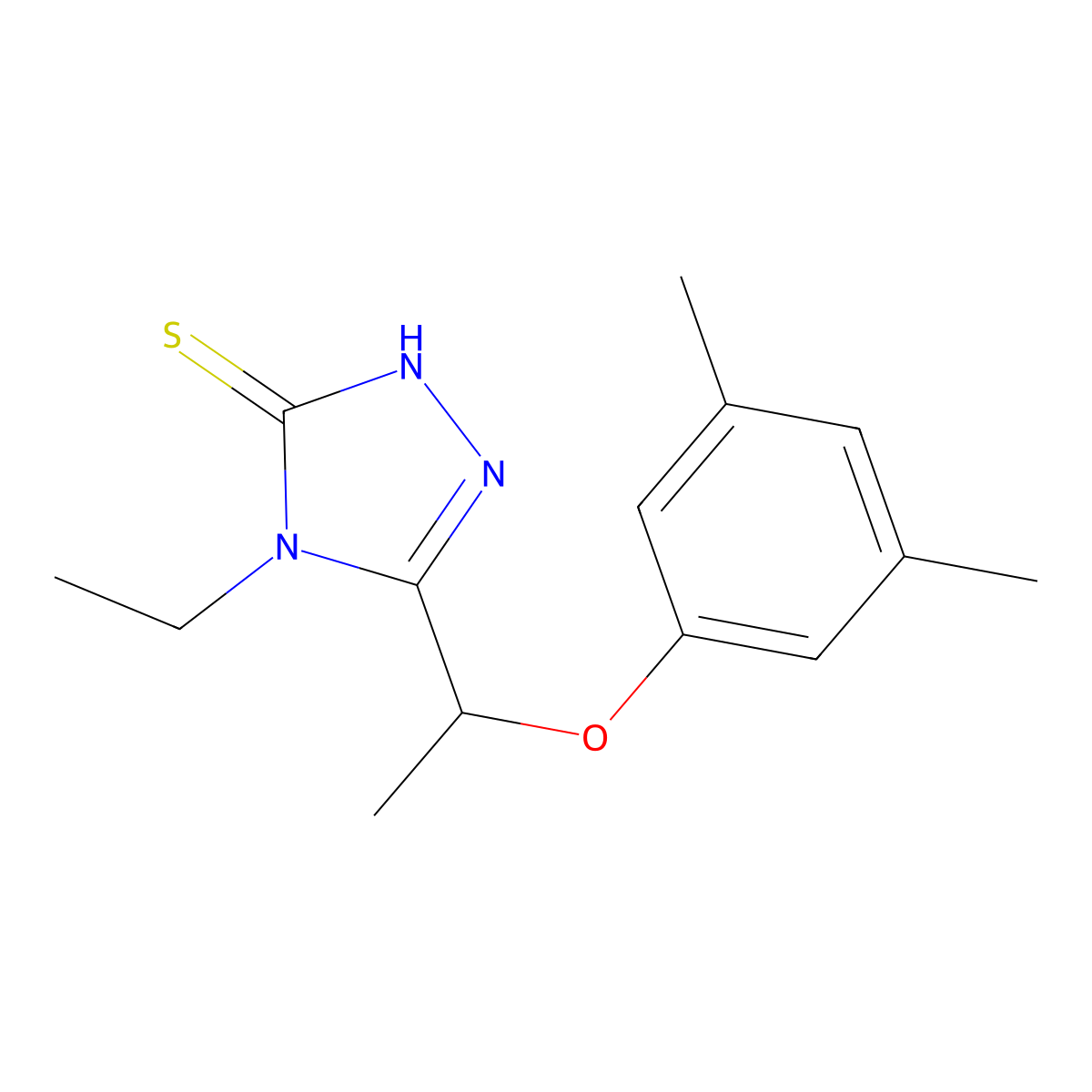 5-[1-(3,5-dimethylphenoxy)ethyl]-4-ethyl-4H-1,2,4-triazole-3-thiol molecular structure, CAS 667413-03-8
