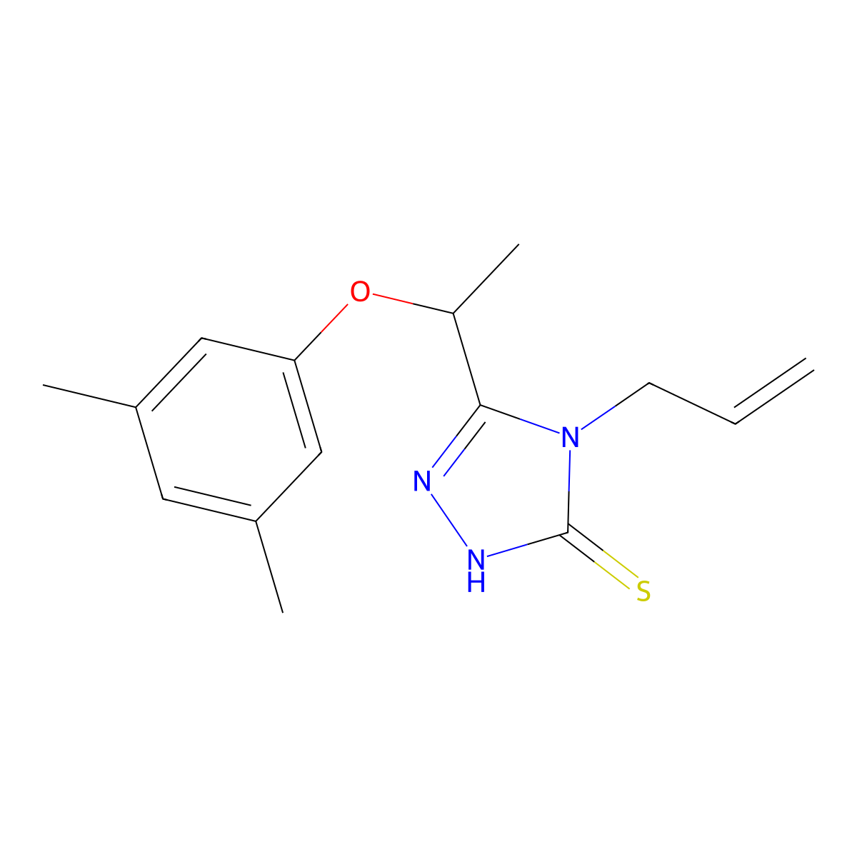 4-allyl-5-[1-(3,5-dimethylphenoxy)ethyl]-4H-1,2,4-triazole-3-thiol molecular structure, CAS 667413-04-9
