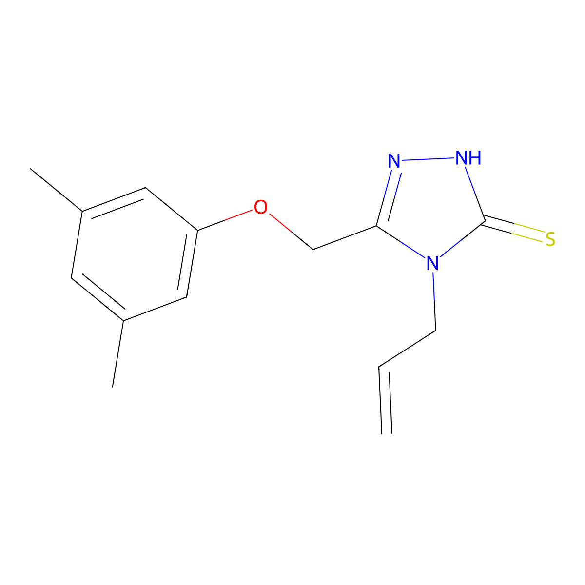 4-allyl-5-[(3,5-dimethylphenoxy)methyl]-4H-1,2,4-triazole-3-thiol molecular structure, CAS 667413-38-9