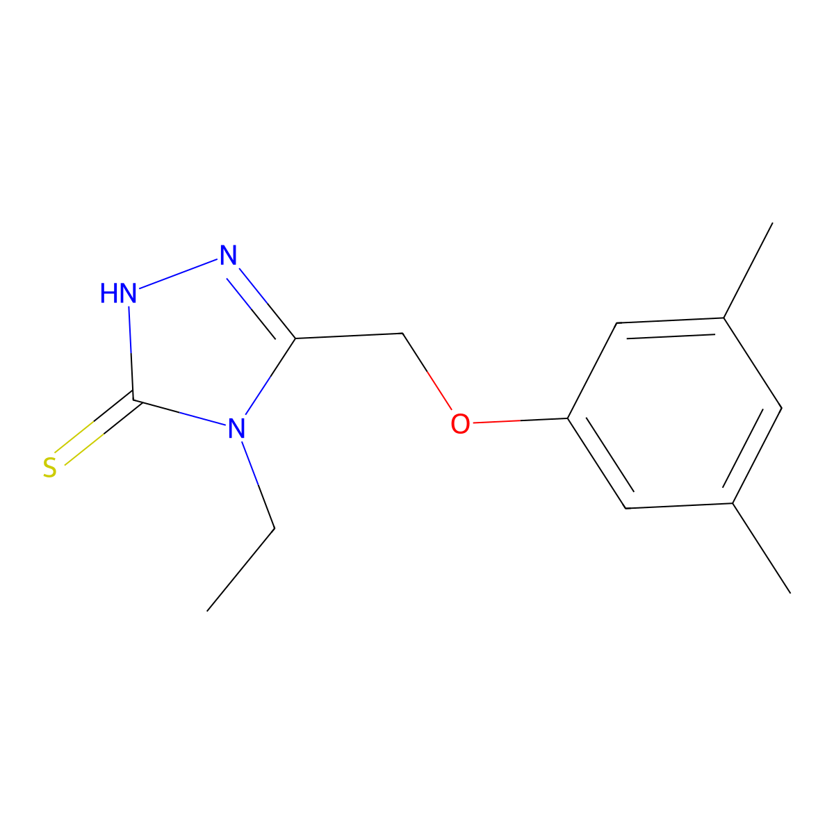 5-[(3,5-dimethylphenoxy)methyl]-4-ethyl-4H-1,2,4-triazole-3-thiol molecular structure, CAS 667413-42-5