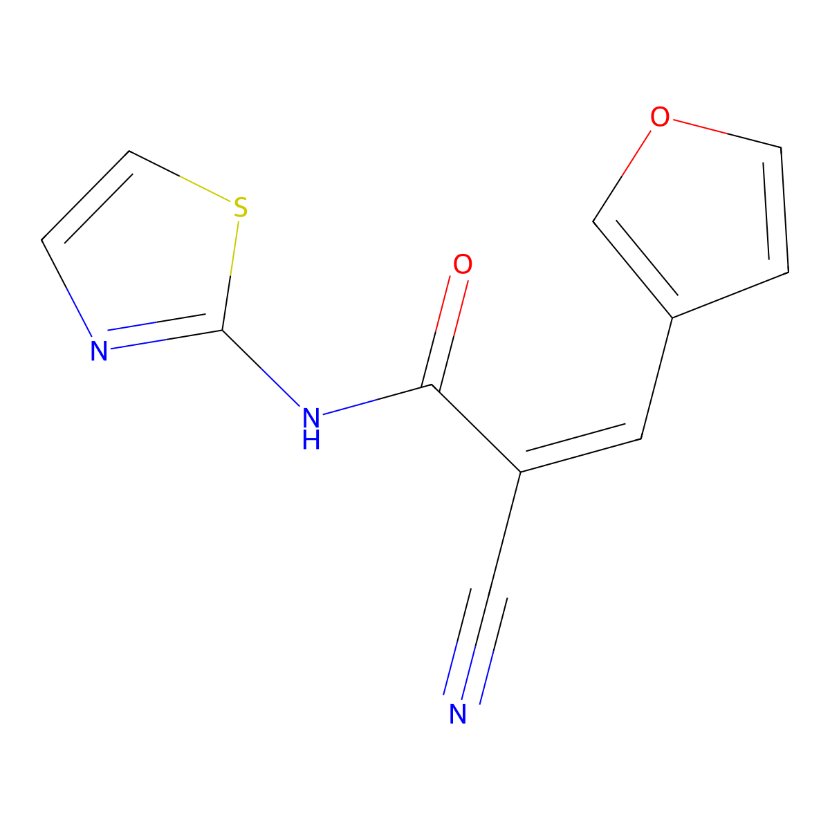 2-Cyano-3-(3-furanyl)-N-2-thiazolyl-2-propenamide molecular structure, CAS 667413-43-6