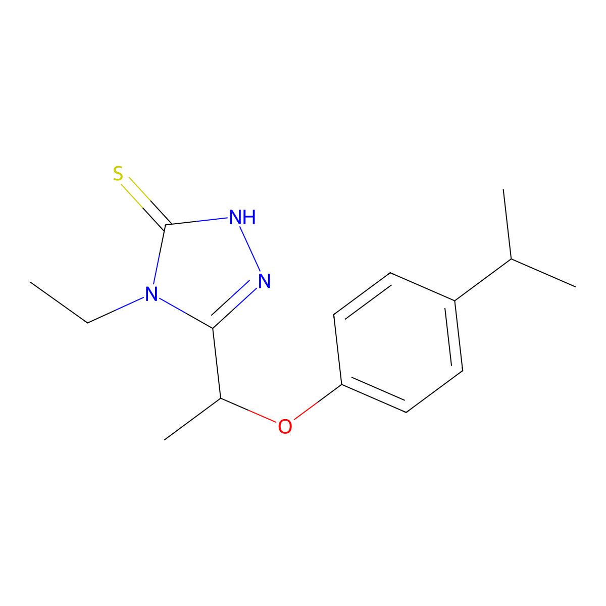 4-ethyl-5-[1-(4-isopropylphenoxy)ethyl]-4H-1,2,4-triazole-3-thiol molecular structure, CAS 667413-63-0