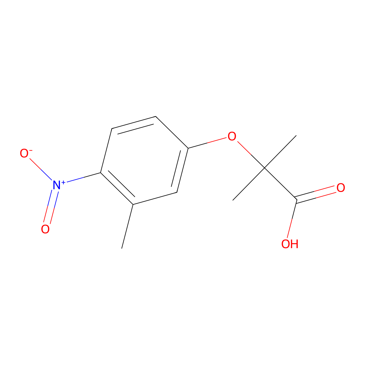 2-Methyl-2-(3-methyl-4-nitrophenoxy)propanoic acid molecular structure, CAS 667413-76-5