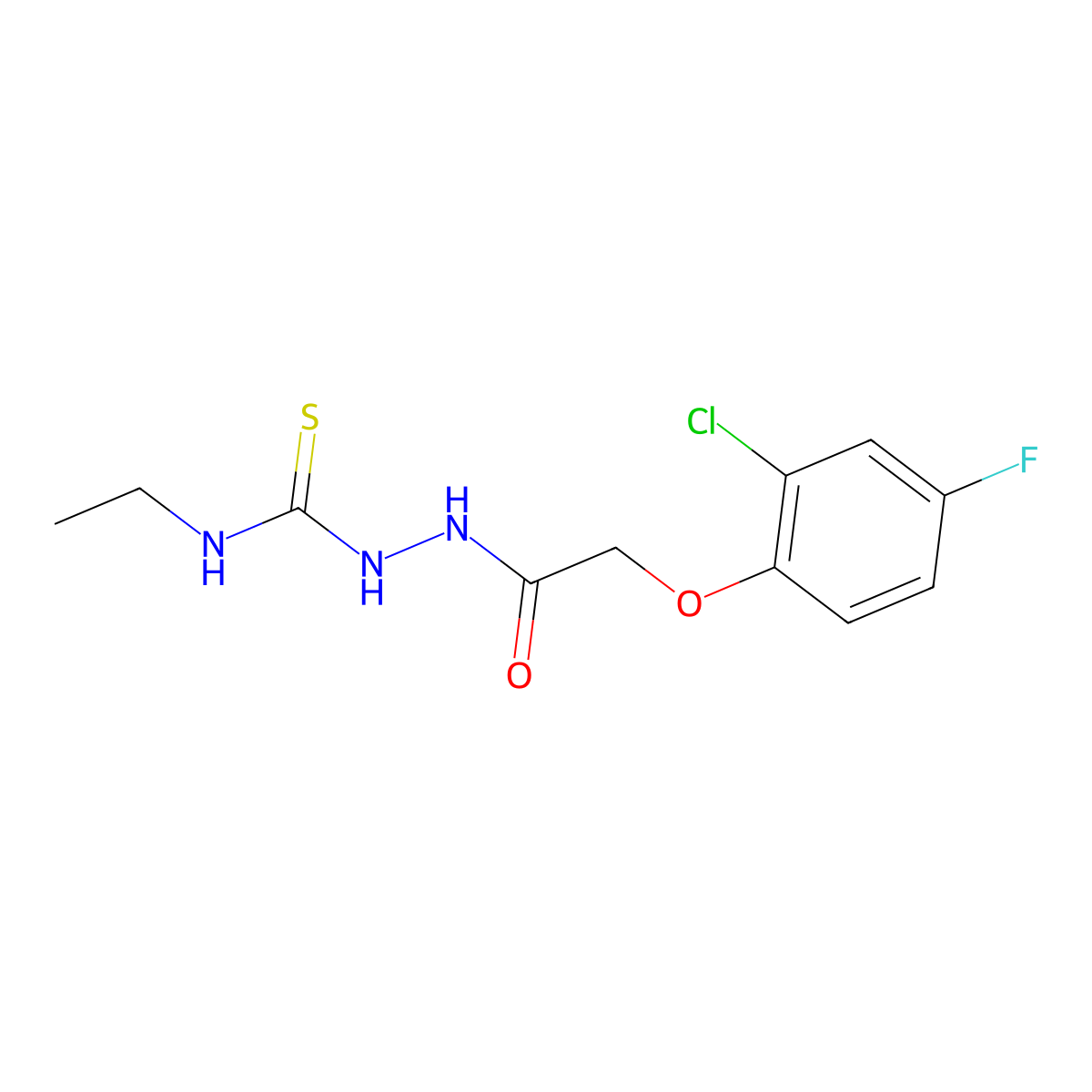 2-[(2-chloro-4-fluorophenoxy)acetyl]-N-ethylhydrazinecarbothioamide molecular structure, CAS 667413-85-6