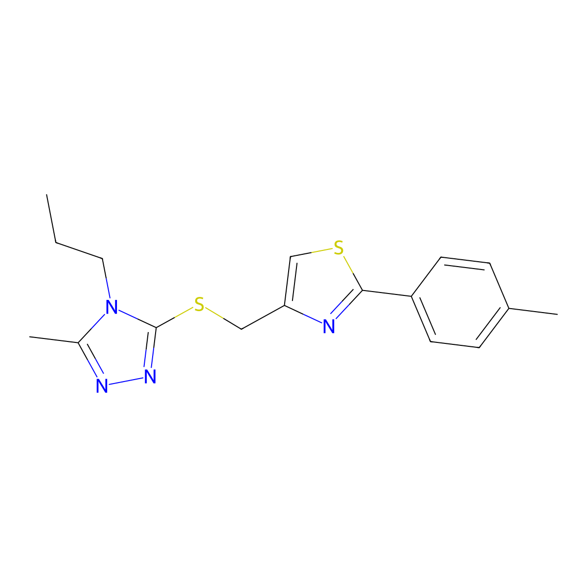 3-methyl-5-({[2-(4-methylphenyl)-1,3-thiazol-4-yl]methyl}sulfanyl)-4-propyl-4H-1,2,4-triazole molecular structure, CAS 667413-88-9