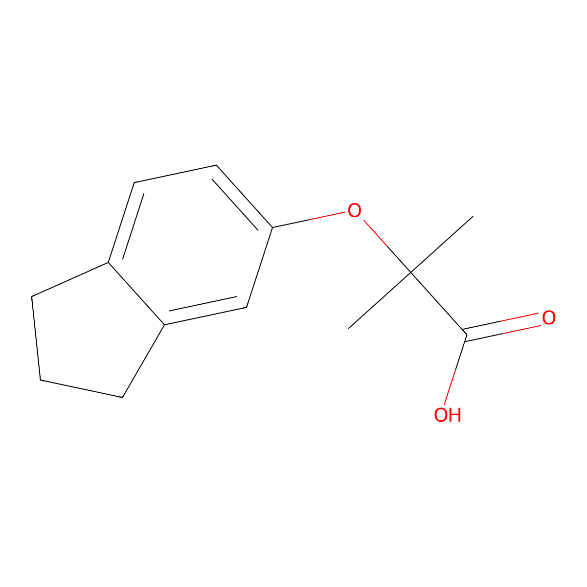 2-(2,3-dihydro-1H-inden-5-yloxy)-2-methylpropanoic acid molecular structure, CAS 667414-05-3