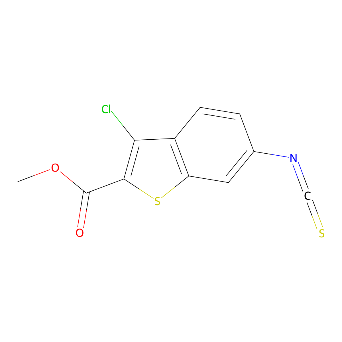 Methyl 3-chloro-6-isothiocyanatobenzo[b]thiophene-2-carboxylate molecular structure, CAS 667414-06-4