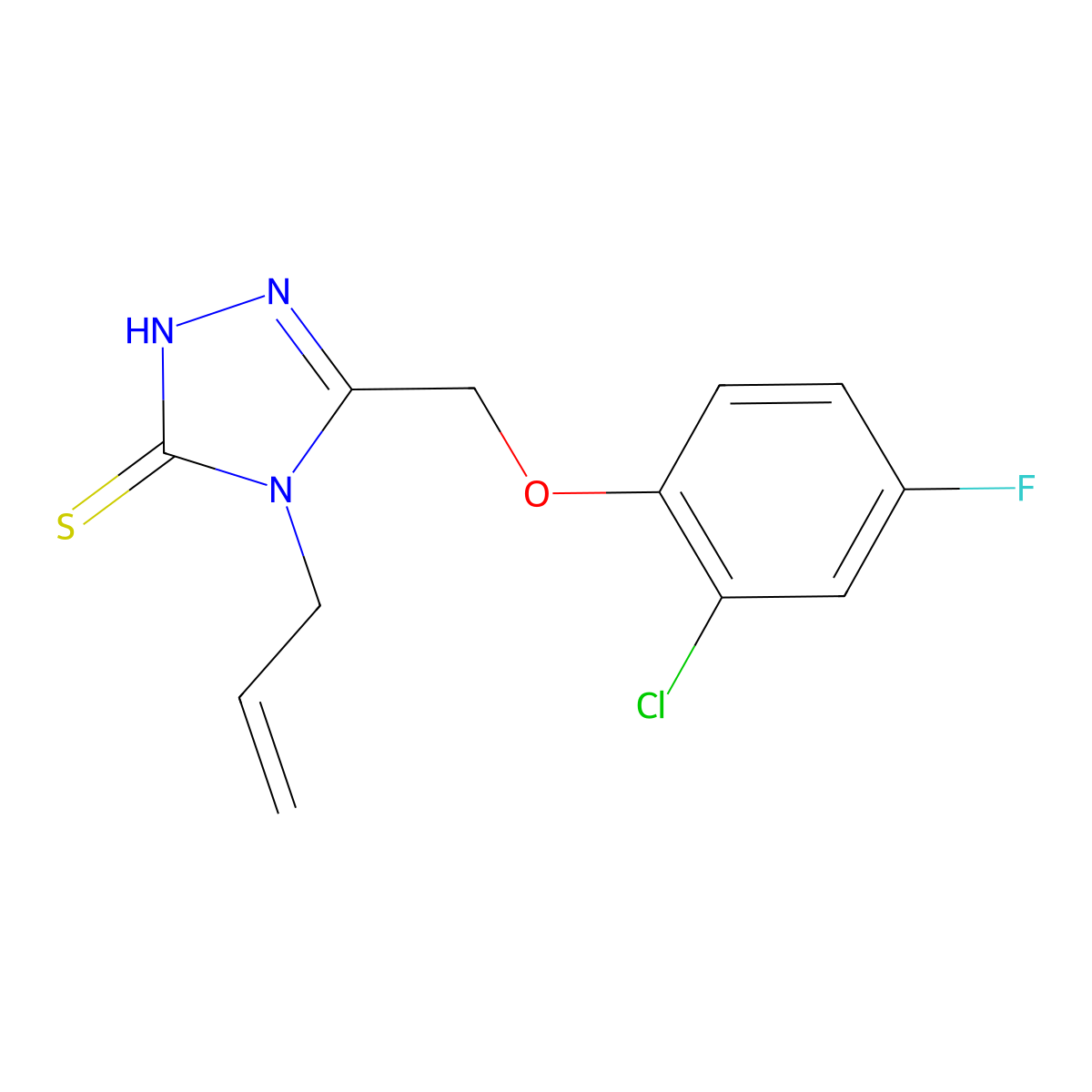 4-allyl-5-[(2-chloro-4-fluorophenoxy)methyl]-4H-1,2,4-triazole-3-thiol molecular structure, CAS 667414-13-3