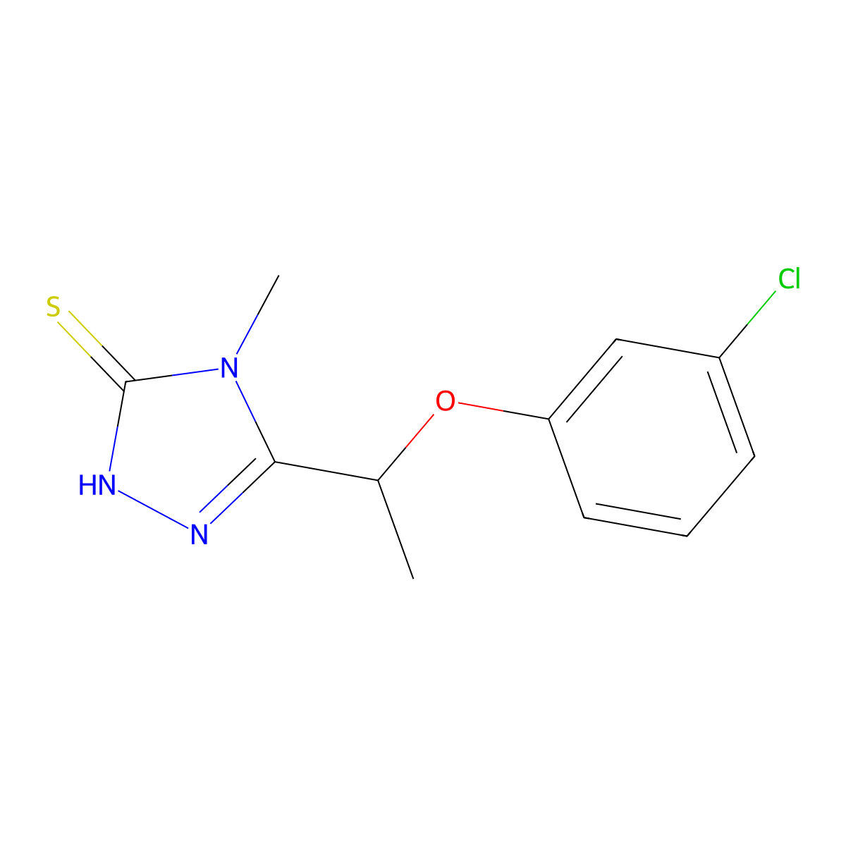 5-[1-(3-chlorophenoxy)ethyl]-4-methyl-4H-1,2,4-triazole-3-thiol molecular structure, CAS 667414-17-7