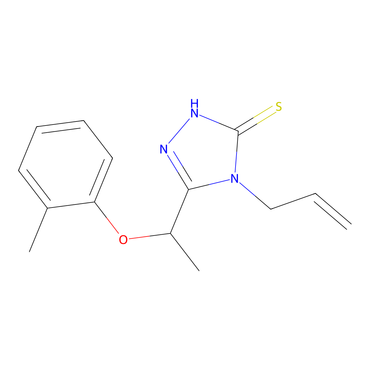 4-allyl-5-[1-(2-methylphenoxy)ethyl]-4H-1,2,4-triazole-3-thiol molecular structure, CAS 667414-42-8
