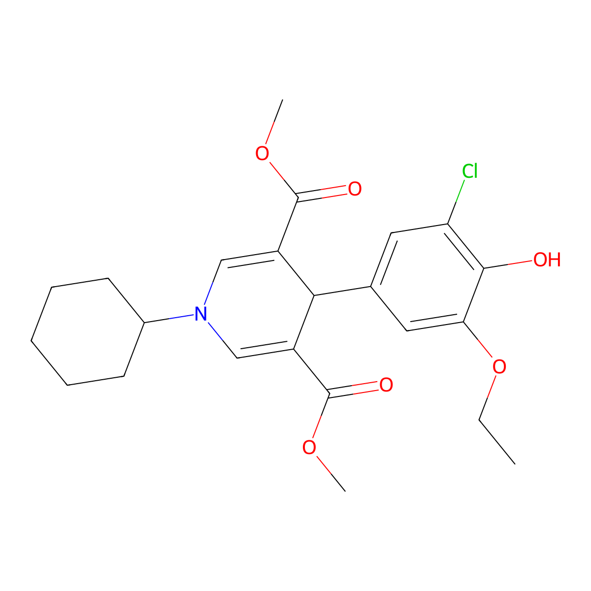 Dimethyl 4-(3-chloro-5-ethoxy-4-hydroxyphenyl)-1-cyclohexyl-1,4-dihydropyridine-3,5-dicarboxylate molecular structure, CAS 667414-92-8