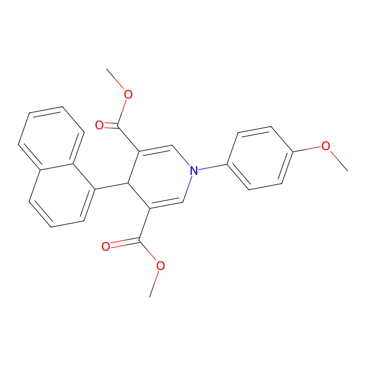 Dimethyl 1-(4-methoxyphenyl)-4-(naphthalen-1-yl)-1,4-dihydropyridine-3,5-dicarboxylate molecular structure, CAS 667414-98-4