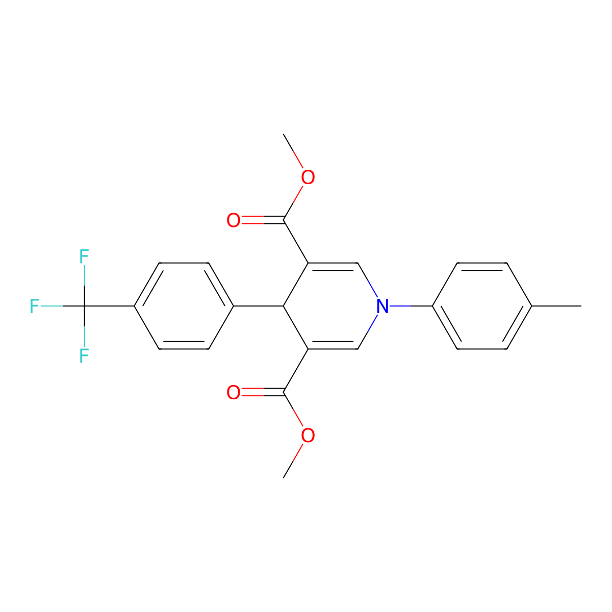 Dimethyl 1-(4-methylphenyl)-4-[4-(trifluoromethyl)phenyl]-1,4-dihydropyridine-3,5-dicarboxylate molecular structure, CAS 667415-07-8
