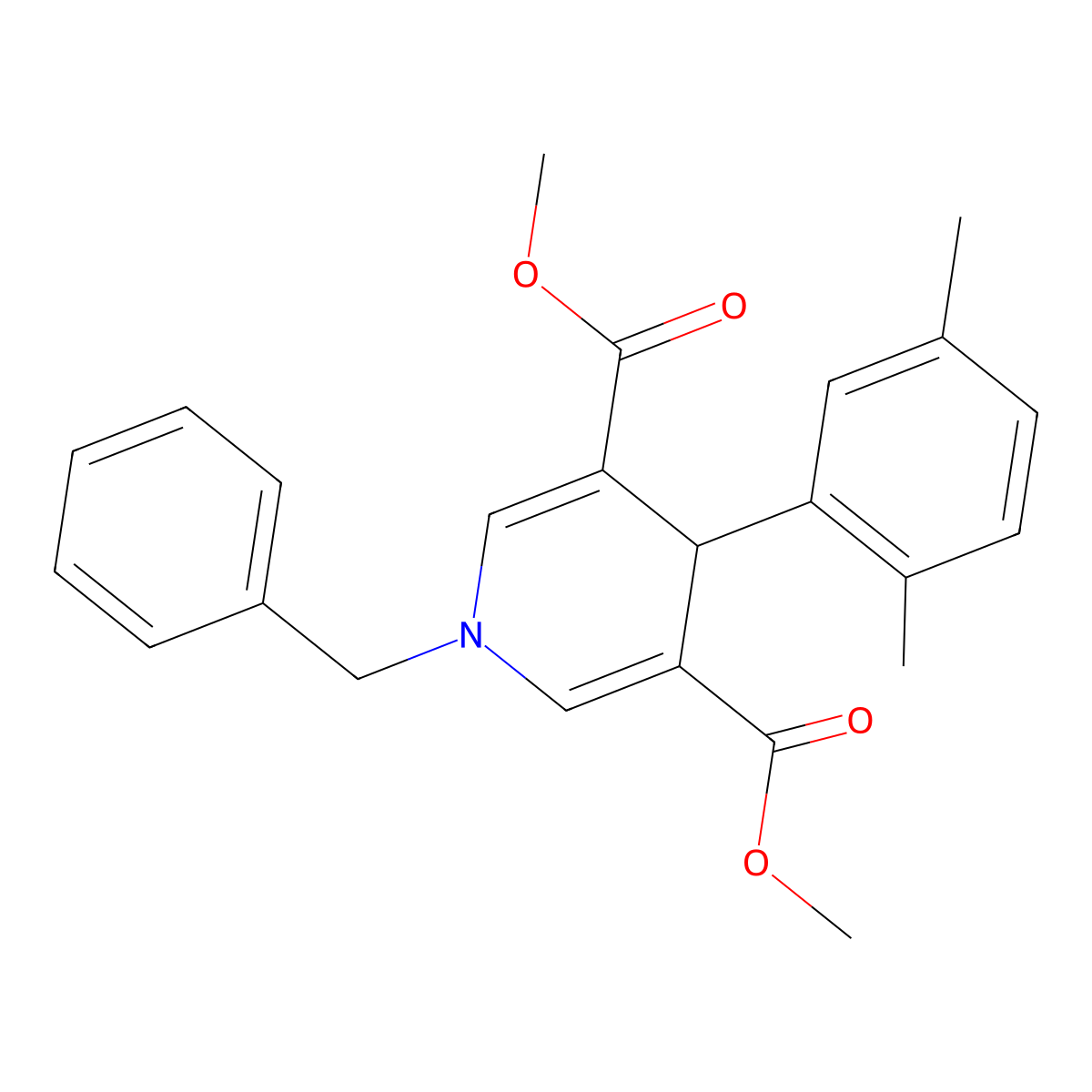 Dimethyl 1-benzyl-4-(2,5-dimethylphenyl)-1,4-dihydropyridine-3,5-dicarboxylate molecular structure, CAS 667415-63-6