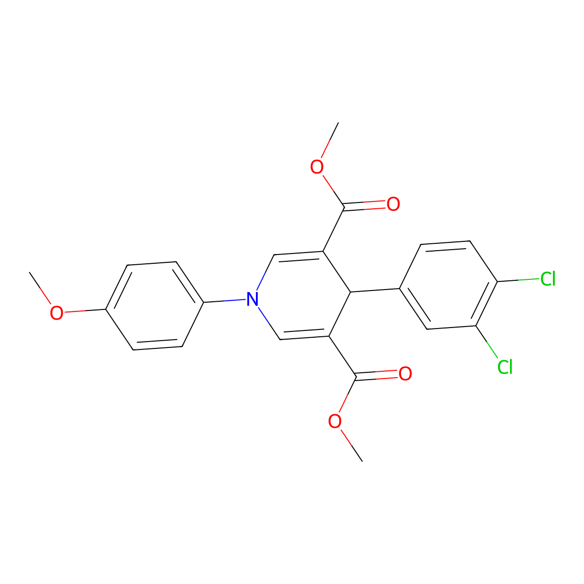 Dimethyl 4-(3,4-dichlorophenyl)-1-(4-methoxyphenyl)-1,4-dihydropyridine-3,5-dicarboxylate molecular structure, CAS 667415-65-8