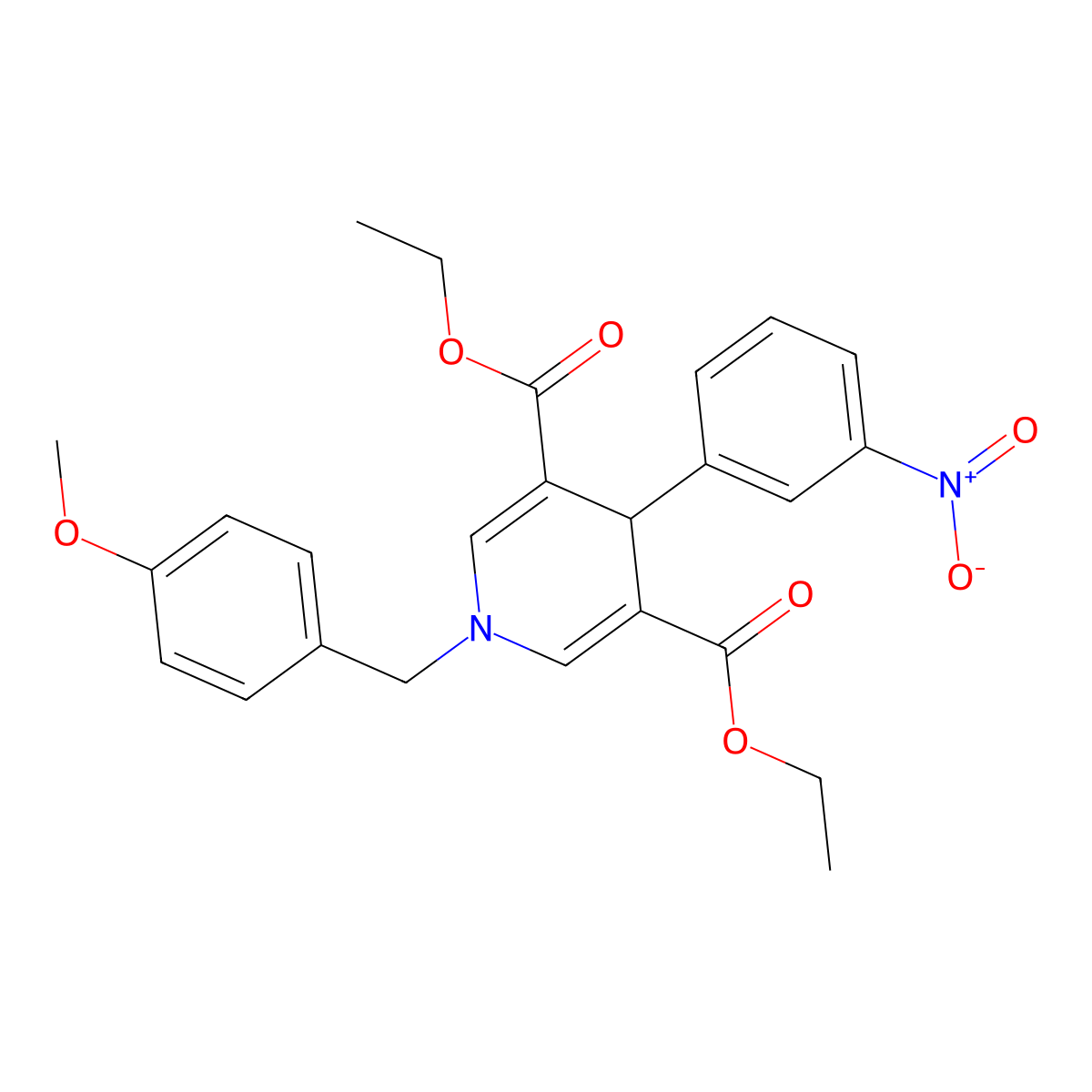 Diethyl 1-(4-methoxybenzyl)-4-(3-nitrophenyl)-1,4-dihydropyridine-3,5-dicarboxylate molecular structure, CAS 667415-93-2