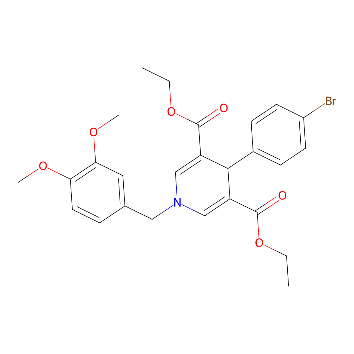 Diethyl 4-(4-bromophenyl)-1-(3,4-dimethoxybenzyl)-1,4-dihydropyridine-3,5-dicarboxylate molecular structure, CAS 667415-94-3