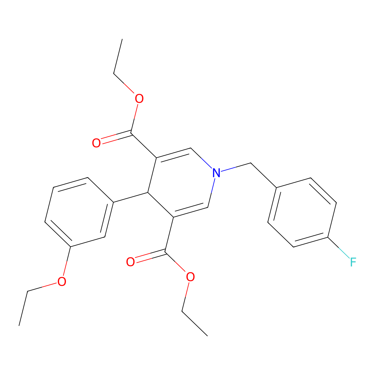 Diethyl 4-(3-ethoxyphenyl)-1-(4-fluorobenzyl)-1,4-dihydropyridine-3,5-dicarboxylate molecular structure, CAS 667416-00-4