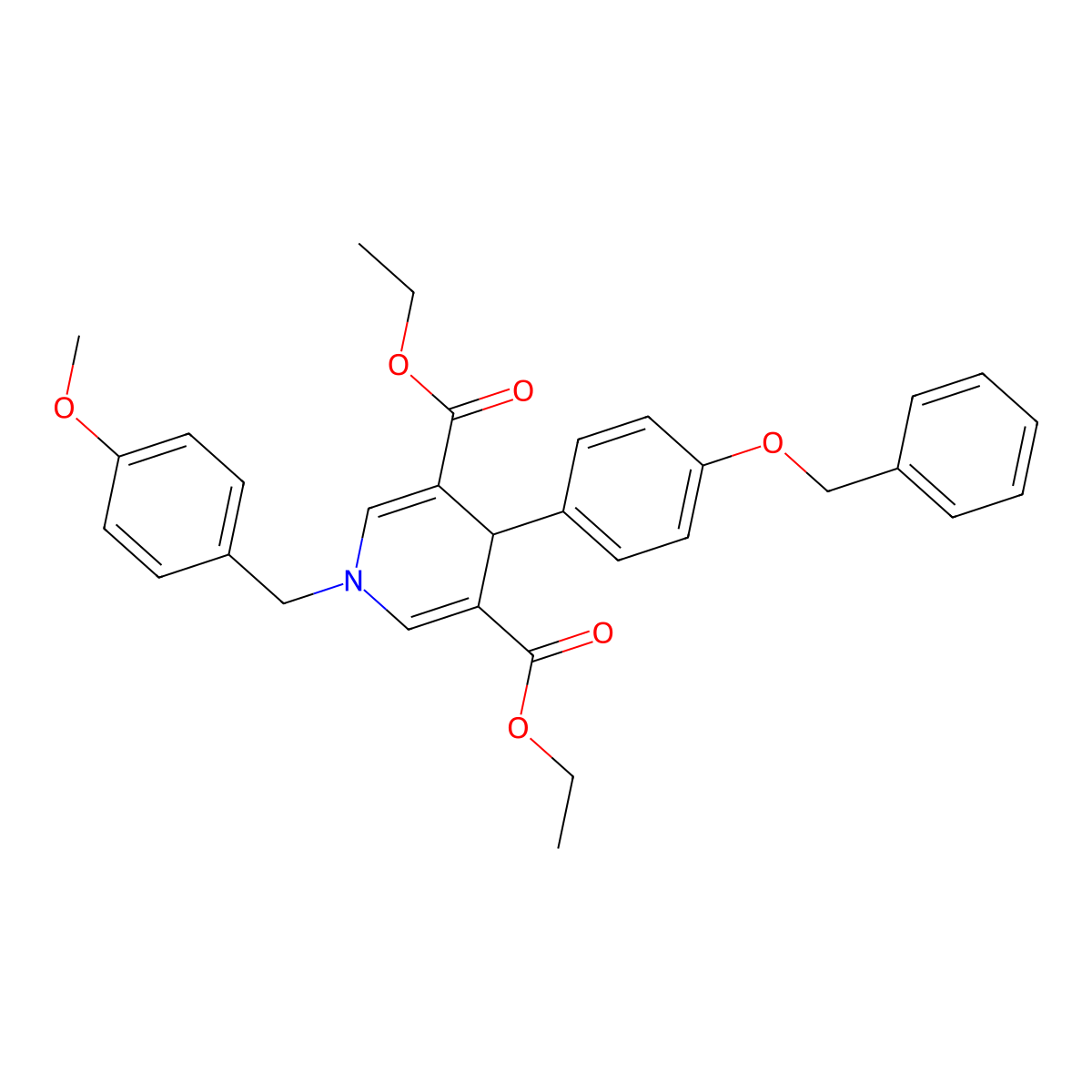 Diethyl 4-(4-(benzyloxy)phenyl)-1-(4-methoxybenzyl)-1,4-dihydropyridine-3,5-dicarboxylate molecular structure, CAS 667416-02-6