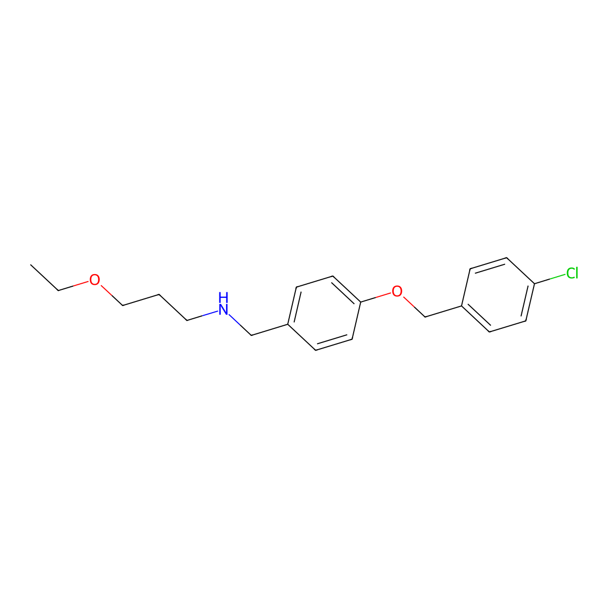 N-{4-[(4-chlorobenzyl)oxy]benzyl}-N-(3-ethoxypropyl)amine molecular structure, CAS 66742-25-4