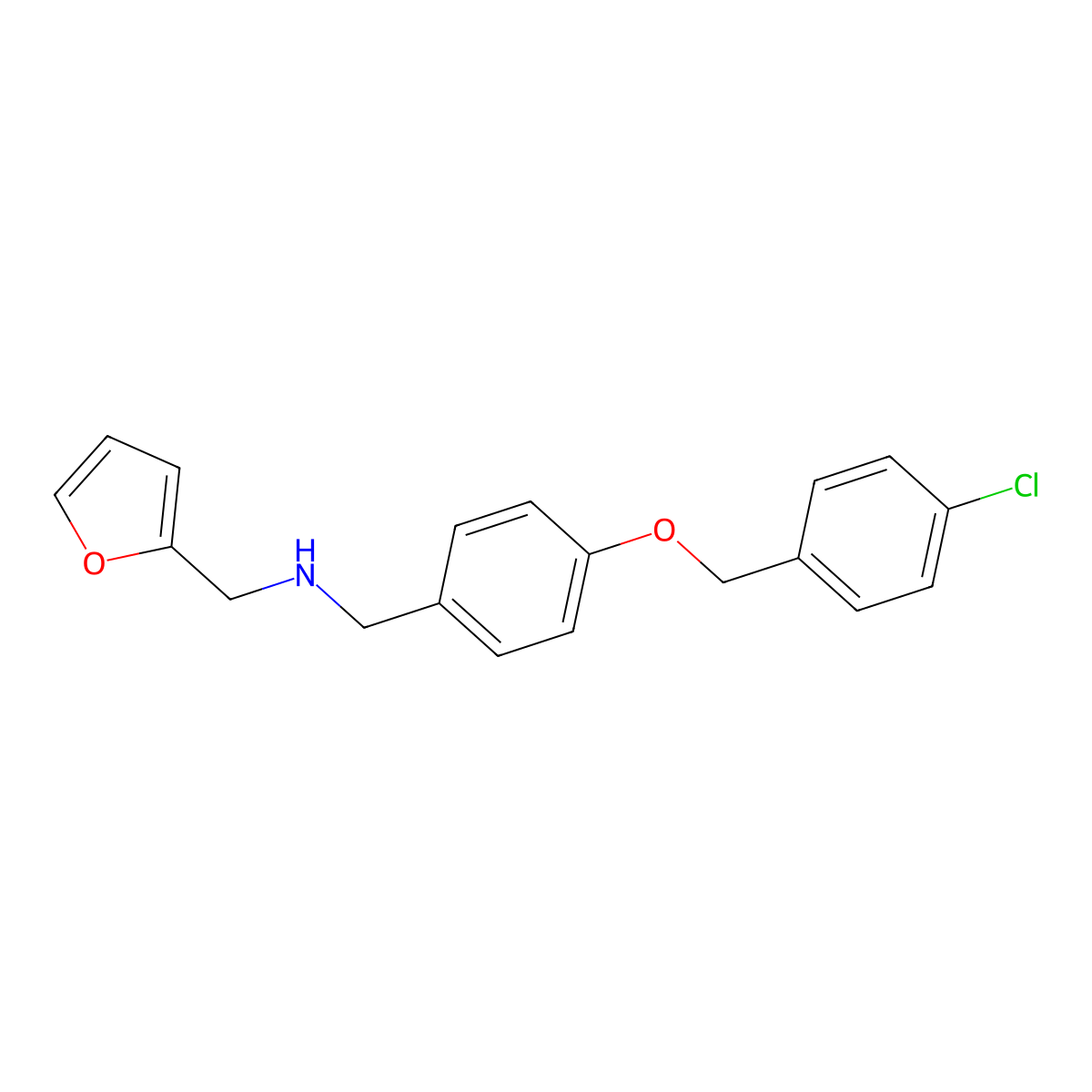 1-{4-[(4-chlorobenzyl)oxy]phenyl}-N-(furan-2-ylmethyl)methanamine molecular structure, CAS 66742-27-6