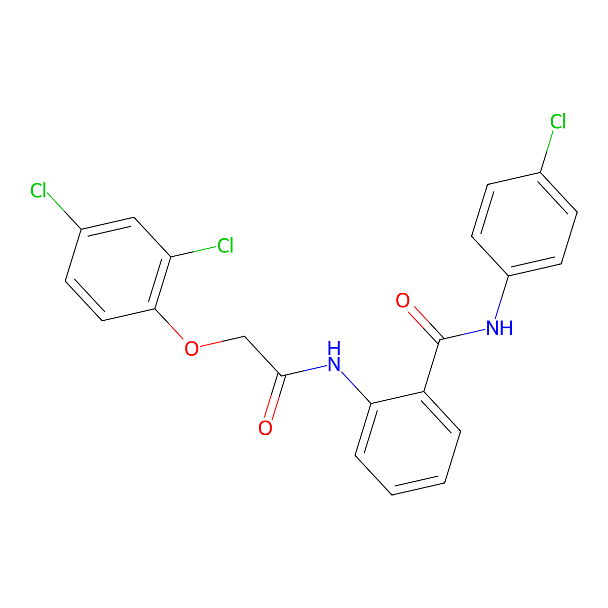N-(4-chlorophenyl)-2-[[2-(2,4-dichlorophenoxy)acetyl]amino]benzamide molecular structure, CAS 667427-36-3