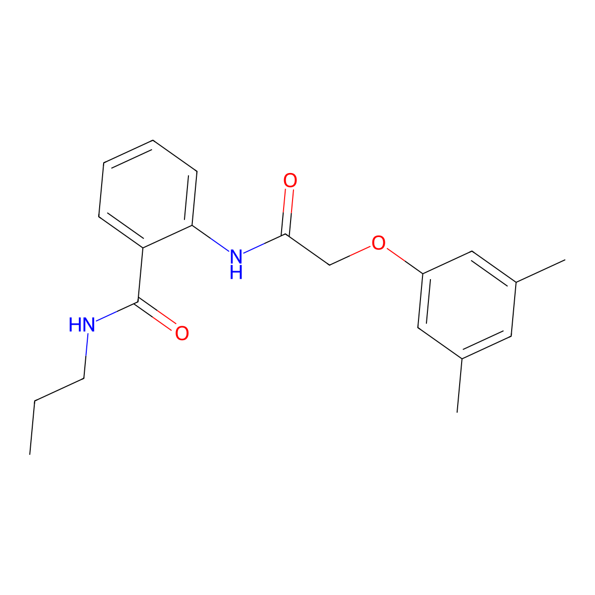 2-[[2-(3,5-dimethylphenoxy)acetyl]amino]-N-propylbenzamide molecular structure, CAS 667427-39-6