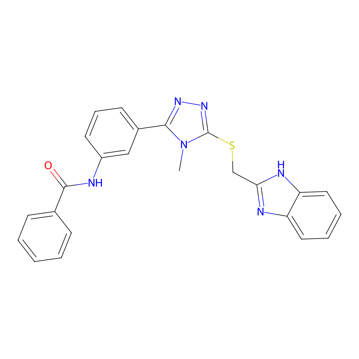 N-[3-[5-(1H-benzimidazol-2-ylmethylsulfanyl)-4-methyl-1,2,4-triazol-3-yl]phenyl]benzamide molecular structure, CAS 667428-00-4