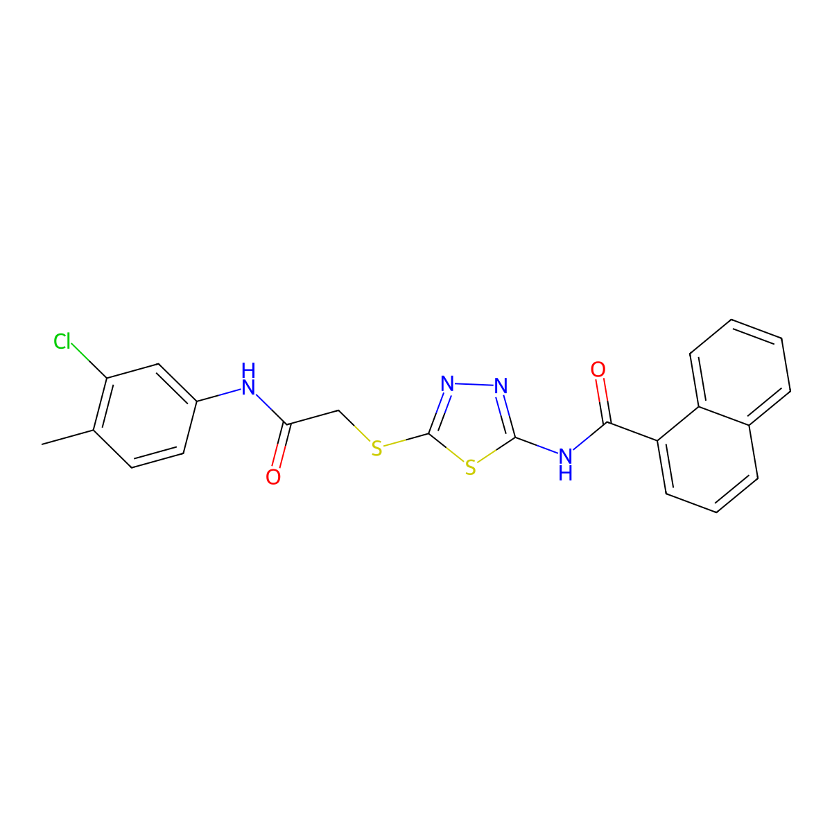 N-[5-[2-(3-chloro-4-methylanilino)-2-oxoethyl]sulfanyl-1,3,4-thiadiazol-2-yl]naphthalene-1-carboxamide molecular structure, CAS 667428-08-2