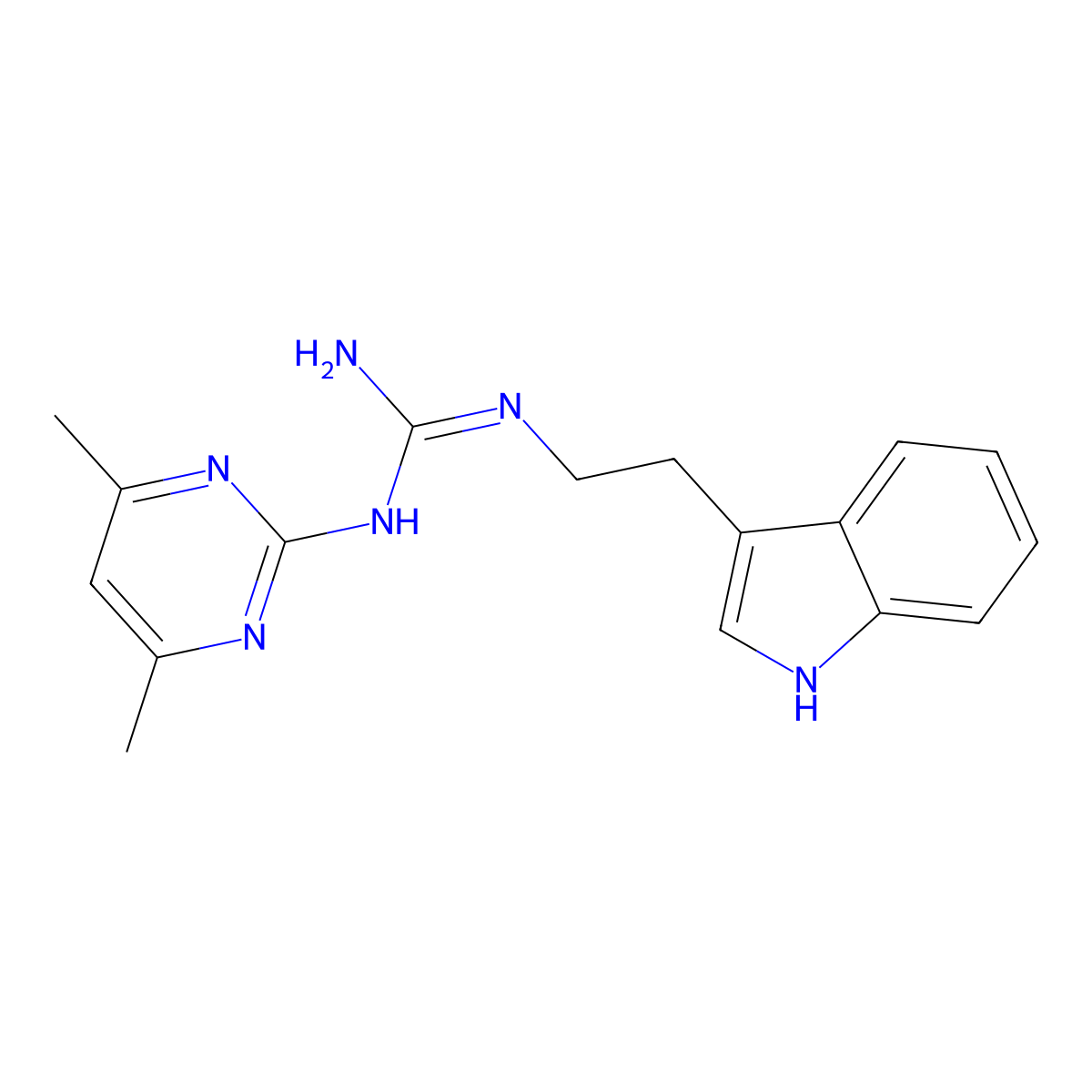 1-(4,6-dimethylpyrimidin-2-yl)-2-[2-(1H-indol-3-yl)ethyl]guanidine molecular structure, CAS 667431-12-1