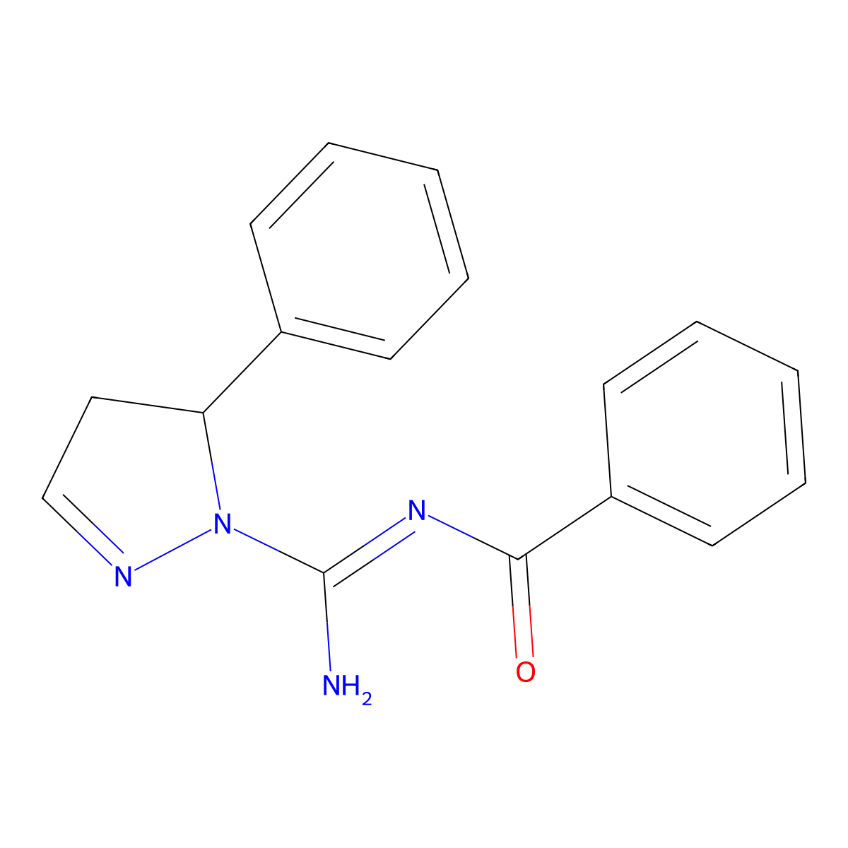 N-[amino-(3-phenyl-3,4-dihydropyrazol-2-yl)methylidene]benzamide molecular structure, CAS 667431-13-2