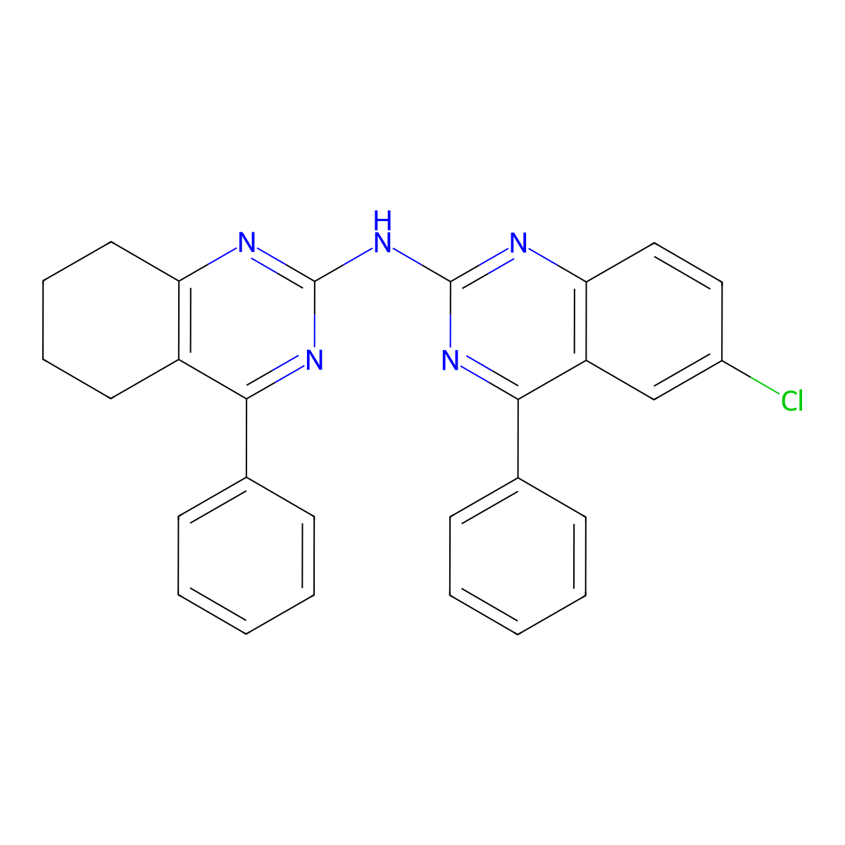 6-chloro-4-phenyl-N-(4-phenyl-5,6,7,8-tetrahydroquinazolin-2-yl)quinazolin-2-amine molecular structure, CAS 667431-16-5